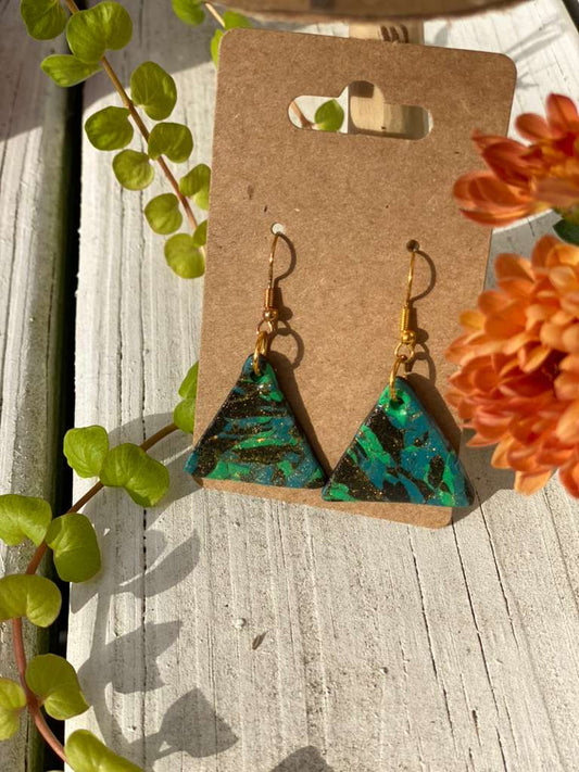 Glittery Green & Teal Galaxy Earrings