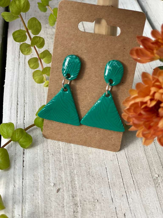 Teal Triangle Earrings